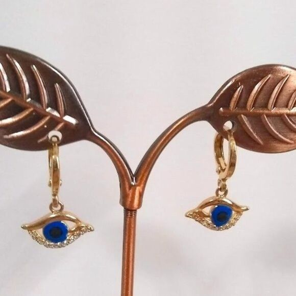 Blue Eyes of Love Pave' Earrings - Picture 2 of 4